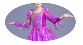 Prinsessenkleedje paars Deluxe + mouwen en GRATIS kroon