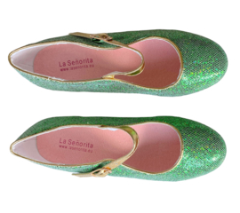 Spaanse schoenen groen goud Glamour