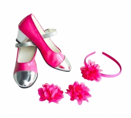 Spaanse Schoenen Clip bloem fel roze