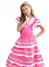 Spaanse jurk roze wit