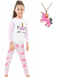 Eenhoorn Unicorn pyjama roze + GRATIS ketting