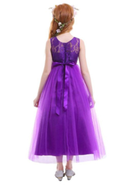 Communie jurk prinsessenjurk paars + bloemenkrans