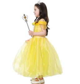 Prinsessenkleedje Bella geel Luxe + GRATIS handschoenen