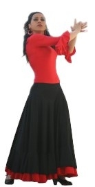 Flamenco rok dames, zwart/rood