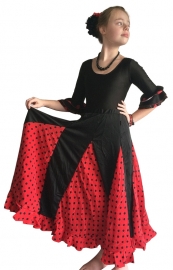 Flamenco body meisjes - zwart rode stippen