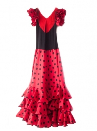 Spaanse flamenco jurk dames Deluxe rood/zwart