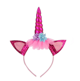 Eenhoorn unicorn haarband fel roze