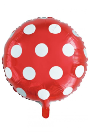 Folie ballon 18 inch 45 cm rood witte stippen