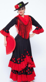 Spaanse flamenco waaier rood/zwart (hout)