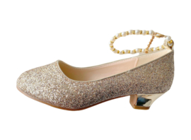 Spaanse schoenen goud glitter met pareltjes