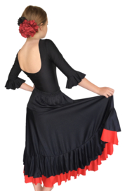 Spaanse flamenco rok meisjes zwart rode rand