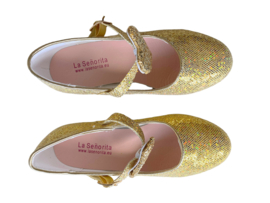 Spaanse schoenen goud glitter hart Deluxe