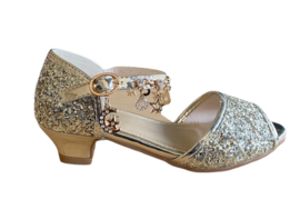 Prinsessen schoenen goud glitter bedeltjes