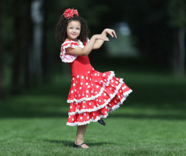 Spaanse flamenco kleedje Niño rood wit