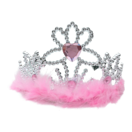 Tiara kroontje roze met veren