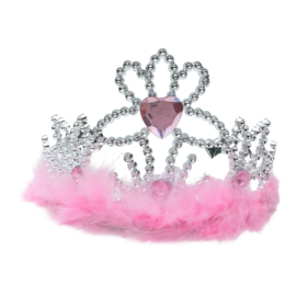 Prinsesen kroon roze met veren