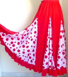 Flamenco rok, rood met witte stippen