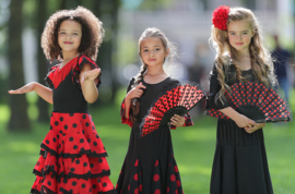 Spaanse flamenco jurk Niño rood zwart