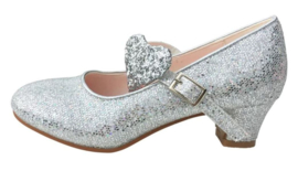 Spaanse schoenen zilver glitter hart Deluxe