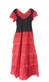 Flamenco kleedje / Spaanse kleedje dames rood zwart