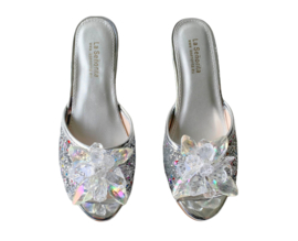 Prinsessen slipper zilver glitter