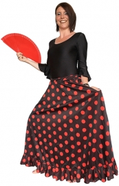 Flamenco rok dames zwart rode stippen