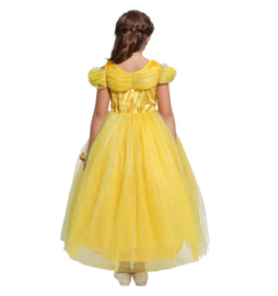 Prinsessenkleedje gele vlinders korte mouw Luxe + handschoenen