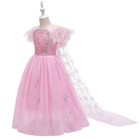 Elsa kleedje licht roze Classic Deluxe + GRATIS kroon