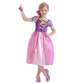 Prinsessenkleedje roze paars + broche en haarband