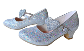 Spaanse schoenen zilver glitter hart Deluxe