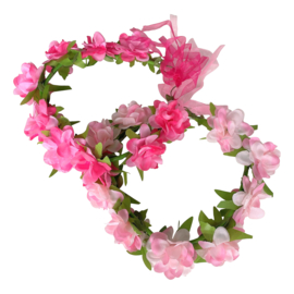 Bloemenkrans haarband met roosjes roze