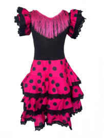Spaanse flamenco jurk Niño roze zwart