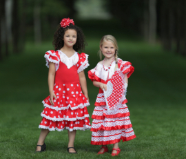 Spaanse flamenco jurk Niño rood wit