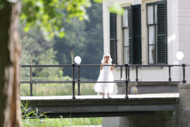 Communie kleedje prinsessenjurk wit + bloemenkrans