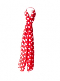 Spaanse flamenco sjaal rood met witte stippen