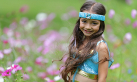 Jasmine Arabische Prinsessenjurk blauw + GRATIS kroon