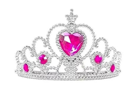 Prinsessenkleedje roze vlinders DeLuxe + GRATIS kroon