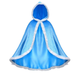 Prinsessen cape blauw + GRATIS kroon