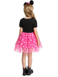 Prinsessenkleedje roze wit + GRATIS haarband