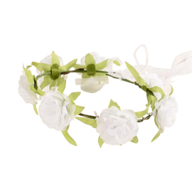 Bloemenkrans haarband met witte roosjes