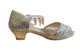 Prinsessen schoenen goud glitter bedeltjes