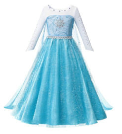 Elsa kleedje blauw Glamour met ster + GRATIS kroon