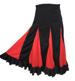 Spaanse flamenco rok meisjes zwart met rode stroken