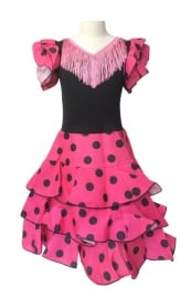 Spaanse flamenco jurk Niño roze zwart