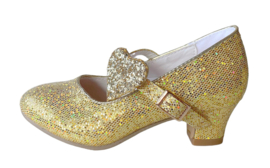 Spaanse schoenen goud glitter hart Deluxe