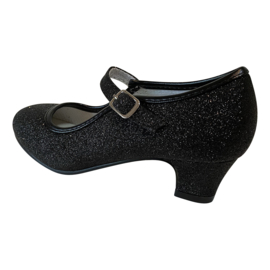 Spaanse schoenen zwart glitter