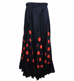 Flamenco rok dames, zwart met rode stippen