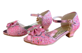 Prinsessen schoenen roze glitter strikje