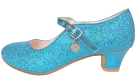 Spaanse schoenen blauw Glamour glitterhartje