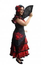 Flamenco jurk / Spaanse jurk dames zwart rood